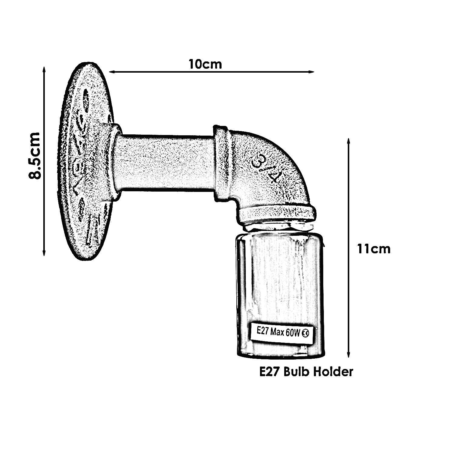 Yellow Water Pipe Wall Lamp Industrial style single wall light fitting~1526 - LEDSone UK Ltd