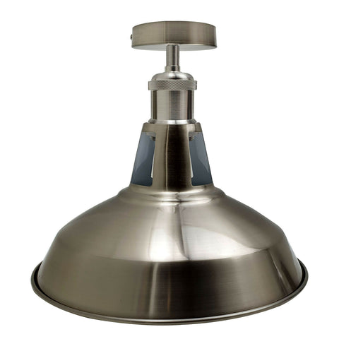 Moderne semi-flush fittingen geborsteld metalen lounge plafondlamp - satijnnikkel~2199