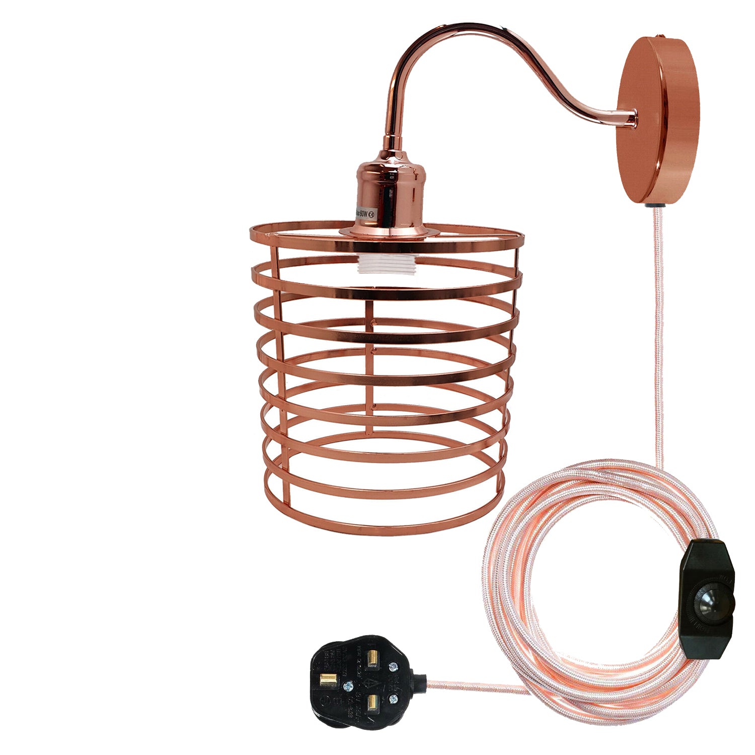 Retro Industrial Wall Sconce Light Plug in Wall Lamp Rose Gold~1564 - LEDSone UK Ltd