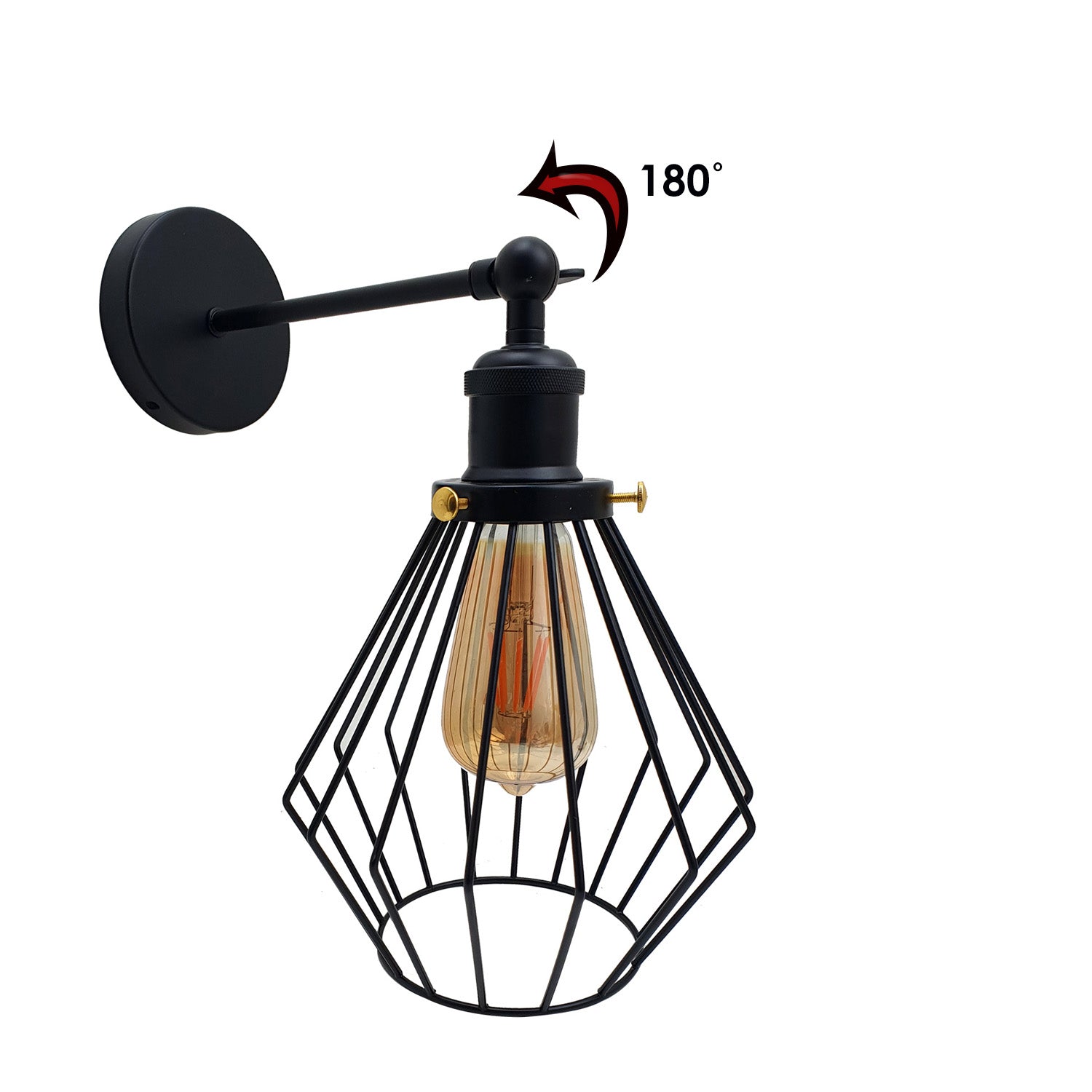 Modern wall lamp retro industrial iron bird cage wall light Adjustable sconce~2695 - LEDSone UK Ltd