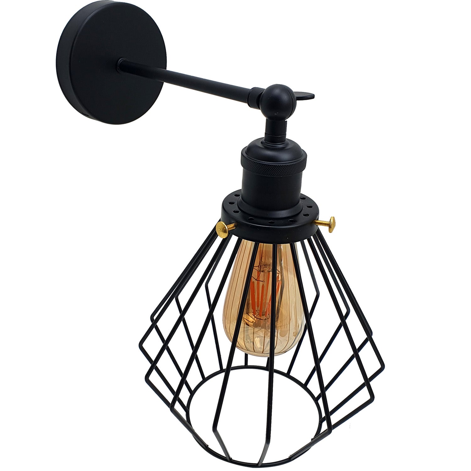 Modern wall lamp retro industrial iron bird cage wall light Adjustable sconce~2695 - LEDSone UK Ltd