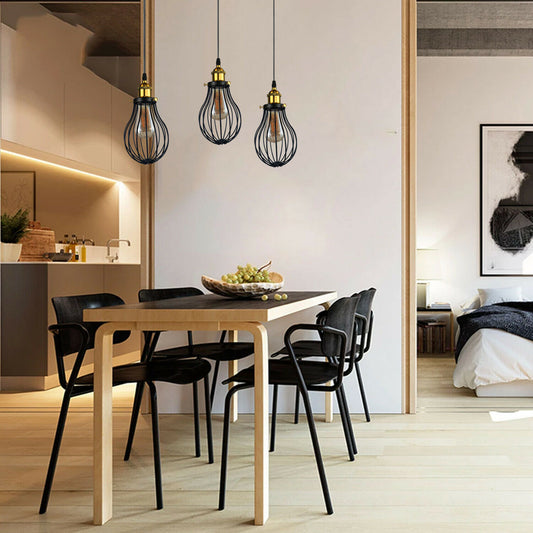 Industrial 3 Way Hanging Pendant Ceiling Light Cover Decorative Cage light fixture~3447 - LEDSone UK Ltd