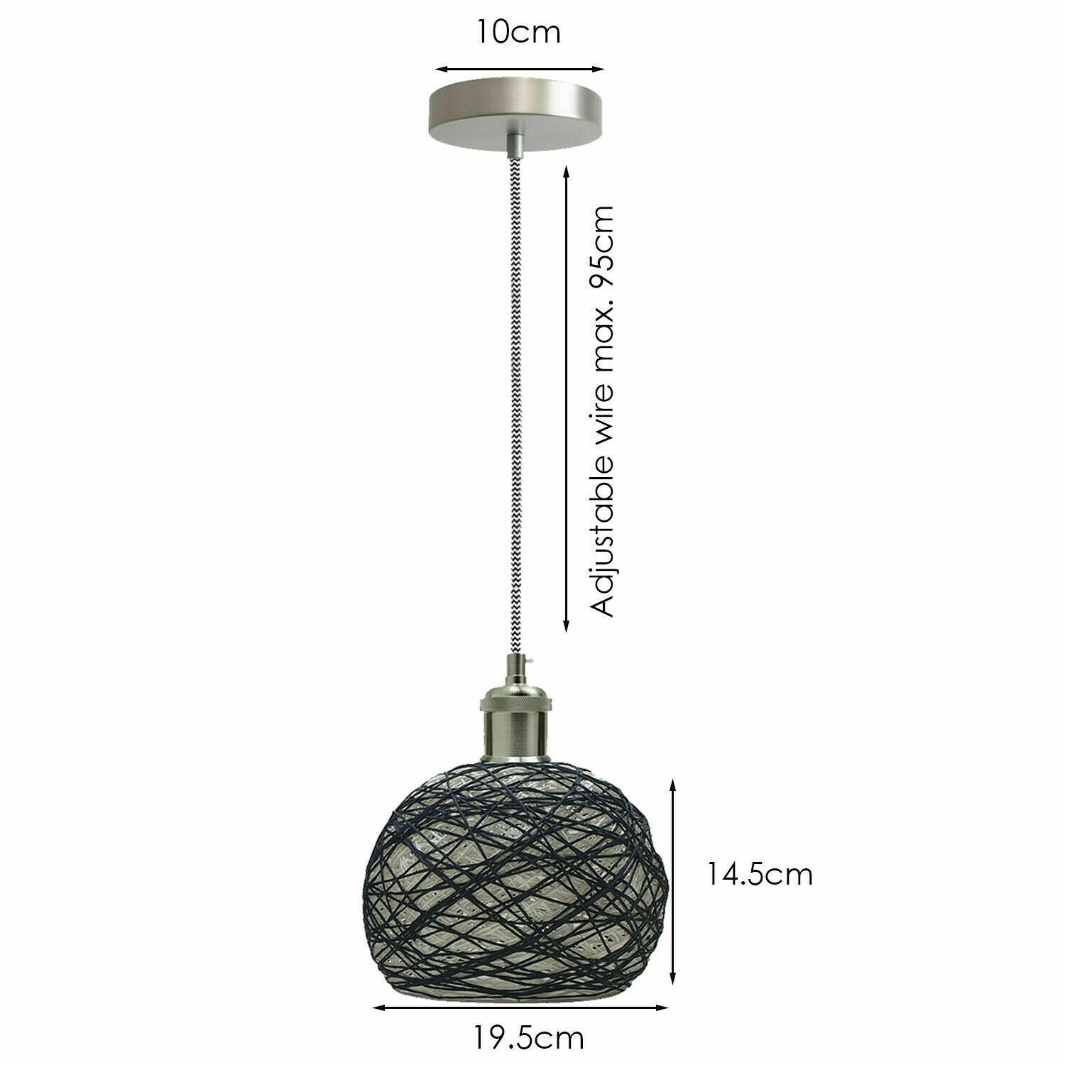 Natural Rattan Wicker Ceiling Pendant Light Lampshade Metal Pendant Lighting Kit - Ball Shape~1560 - LEDSone UK Ltd