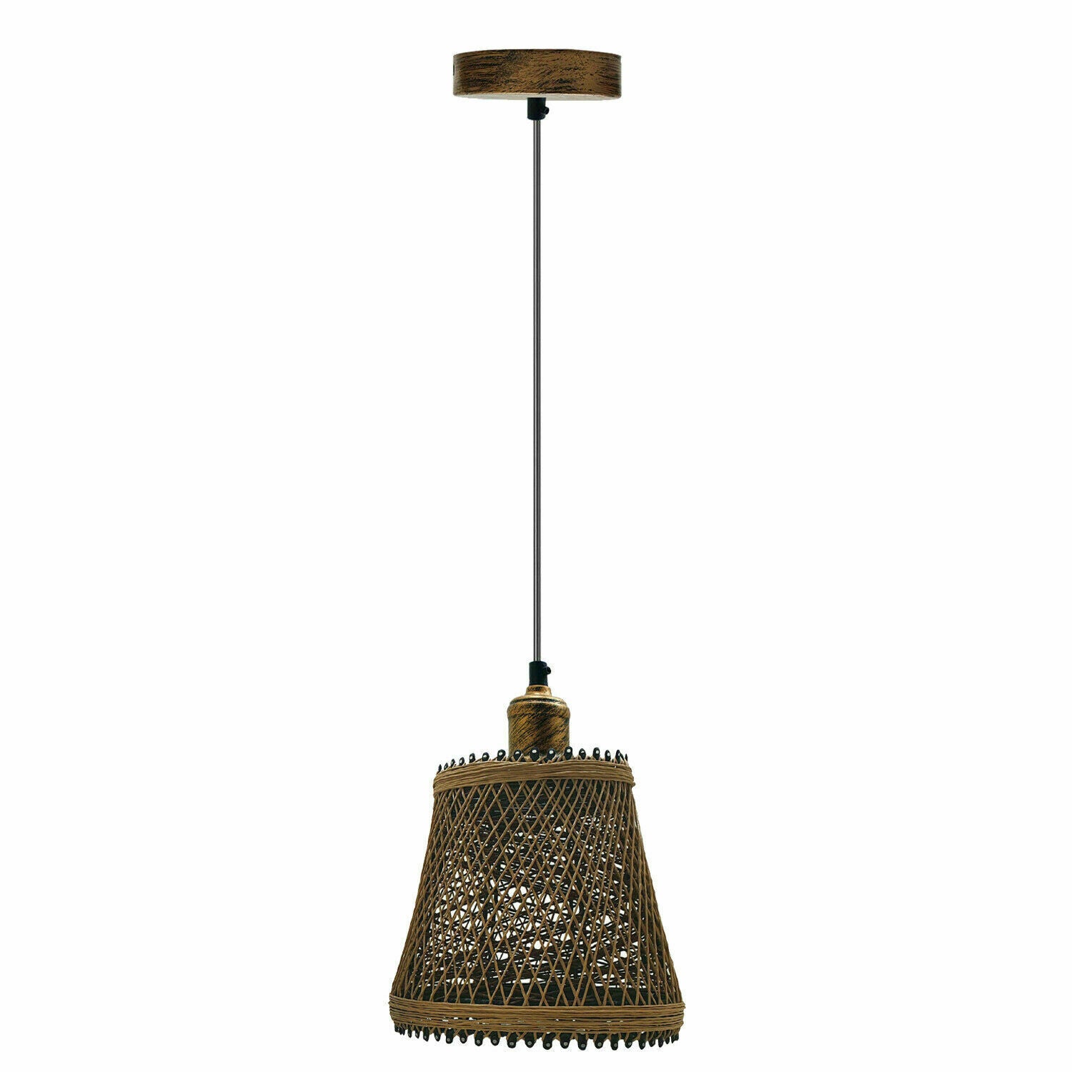 Natural Rattan Wicker Ceiling Pendant Light Lampshade Metal Pendant Lighting Kit - Basket Shape~1562 - LEDSone UK Ltd