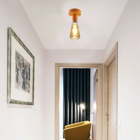 LEDSone industriële vintage oranje plafondlamp met inbouwspot ~1687