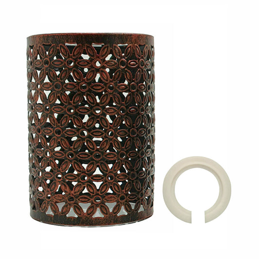 Metal Rustic Red Flower Pattern Vintage Lamp Wire cage~2003 - LEDSone UK Ltd