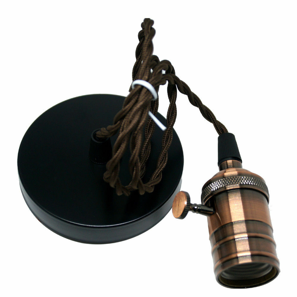 Pendant Light Copper Ceiling Canopy Hanging Switch Electric Bulb Holder Ceiling Lighting Lamp~2384 - LEDSone UK Ltd