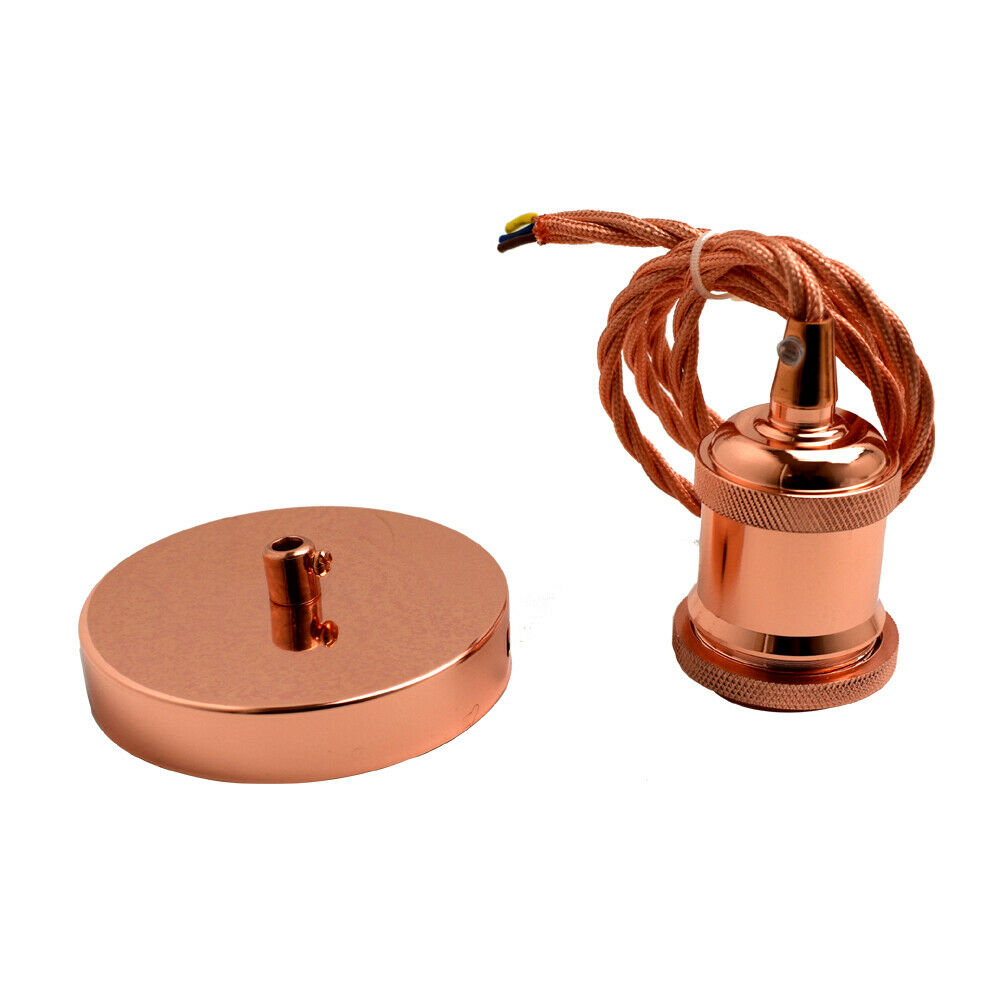 Pendant Light Fitting Ceiling Rose E27 Suspension Rose Gold~2383 - LEDSone UK Ltd