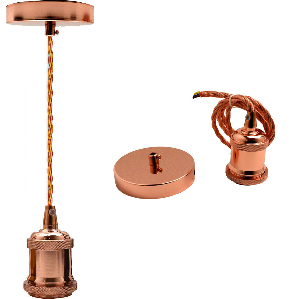 Pendant Light Fitting Ceiling Rose E27 Suspension Rose Gold~2383 - LEDSone UK Ltd