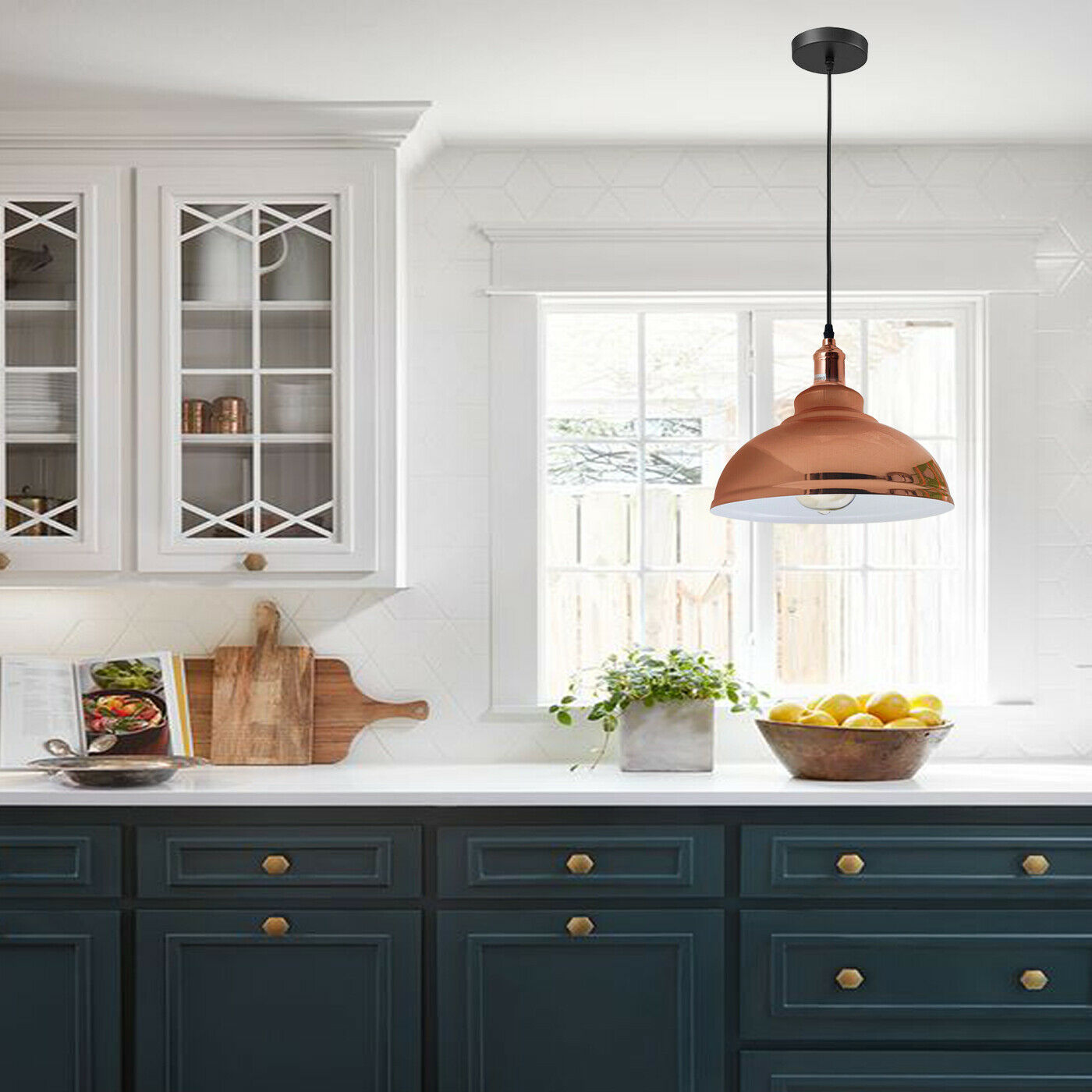 Pendant lamp rose gold metal