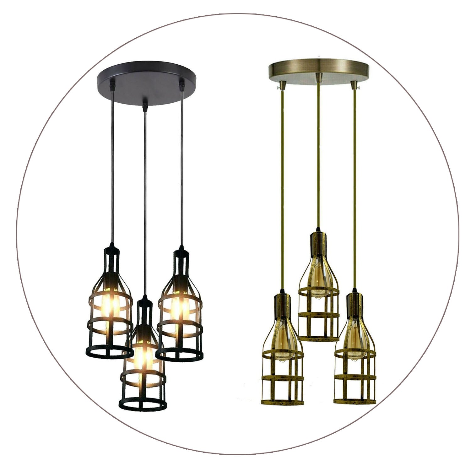 3-Heads Ceiling Pendant Cluster Light Fitting