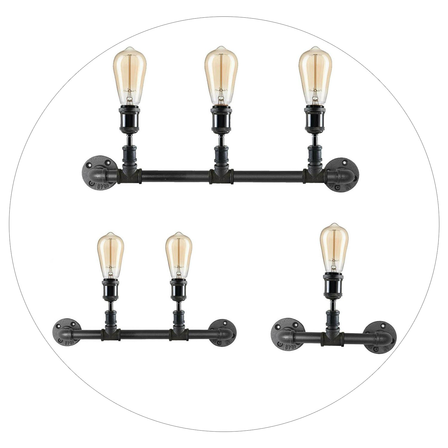 Vintage Industrial Pipe Light Rustic Wall Steampunk Metal Wall Light kits~1243 - LEDSone UK Ltd