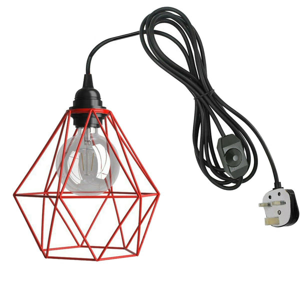 Dimmerschakelaar 4m rubberen kabel lampenset met kappen ~1862 – Rood