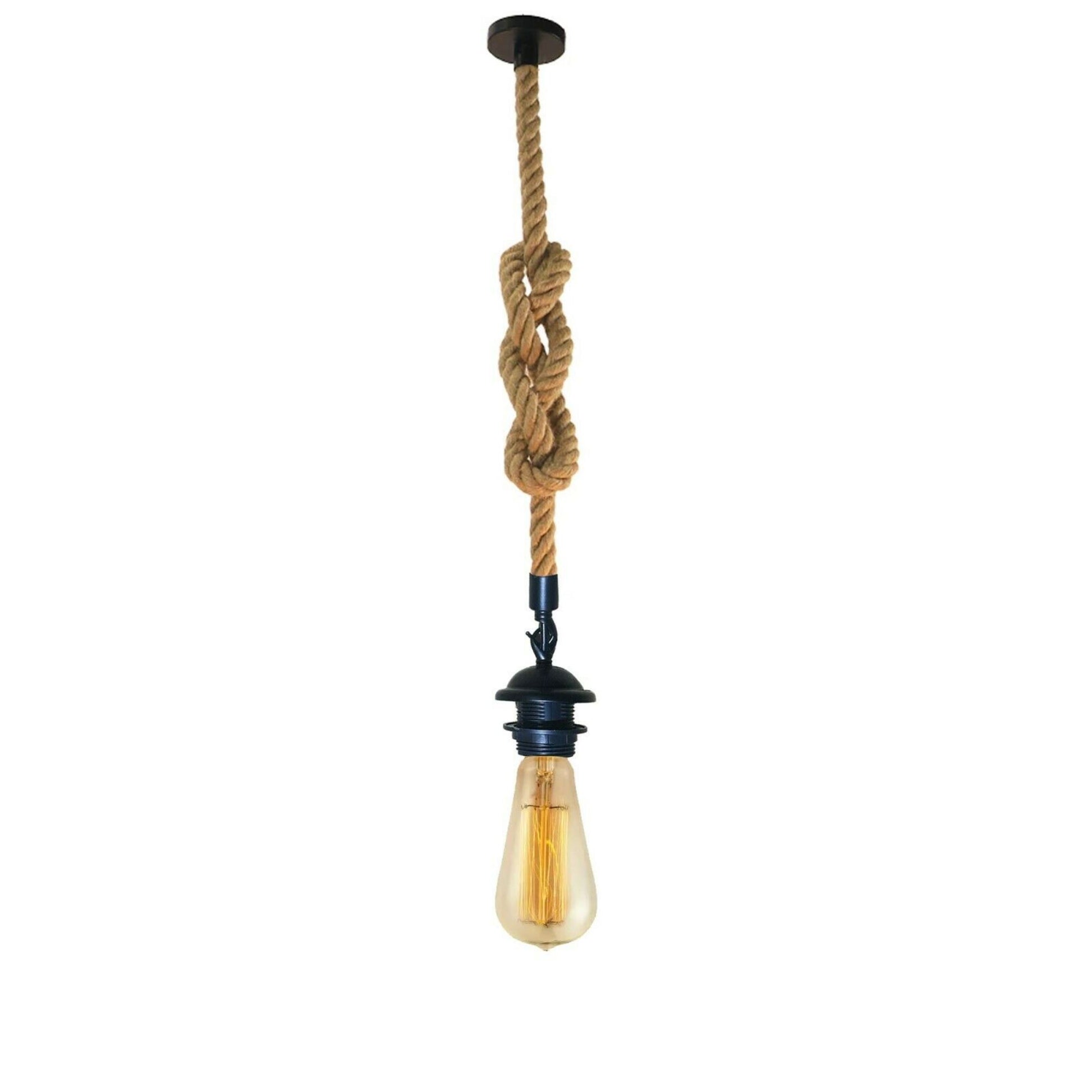 Retro Hemp Rope Iron Pendant Hanging set~2456 - LEDSone UK Ltd