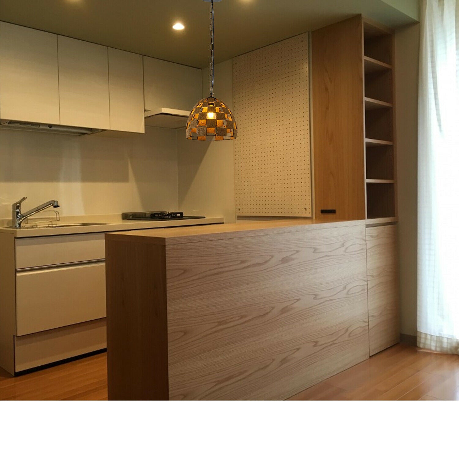 Dome Shape Ceiling Pendant Light Hemp Rope Hanging Light E27 Lamp Shade~1535 - LEDSone UK Ltd