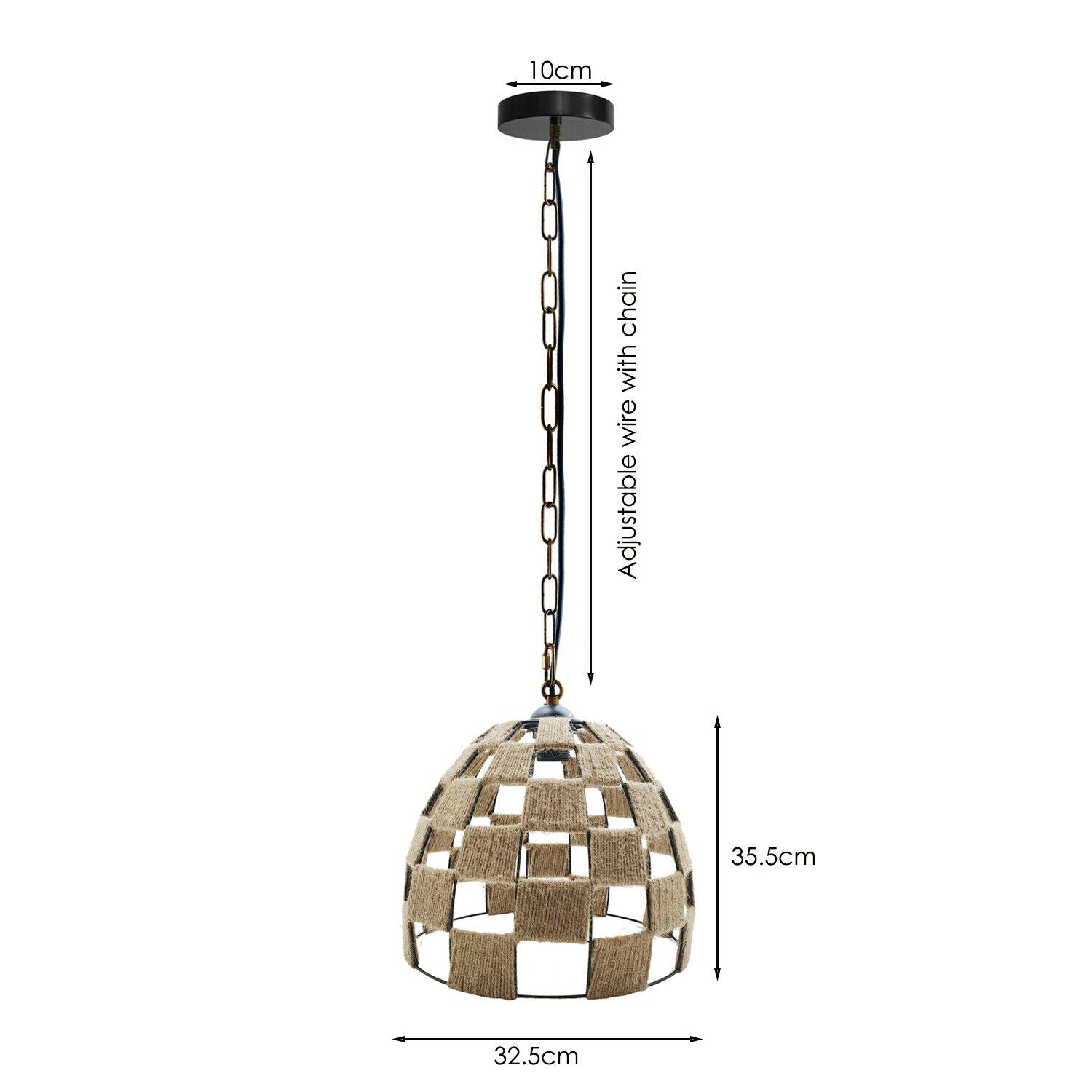Dome Shape Ceiling Pendant Light Hemp Rope Hanging Light E27 Lamp Shade~1535 - LEDSone UK Ltd