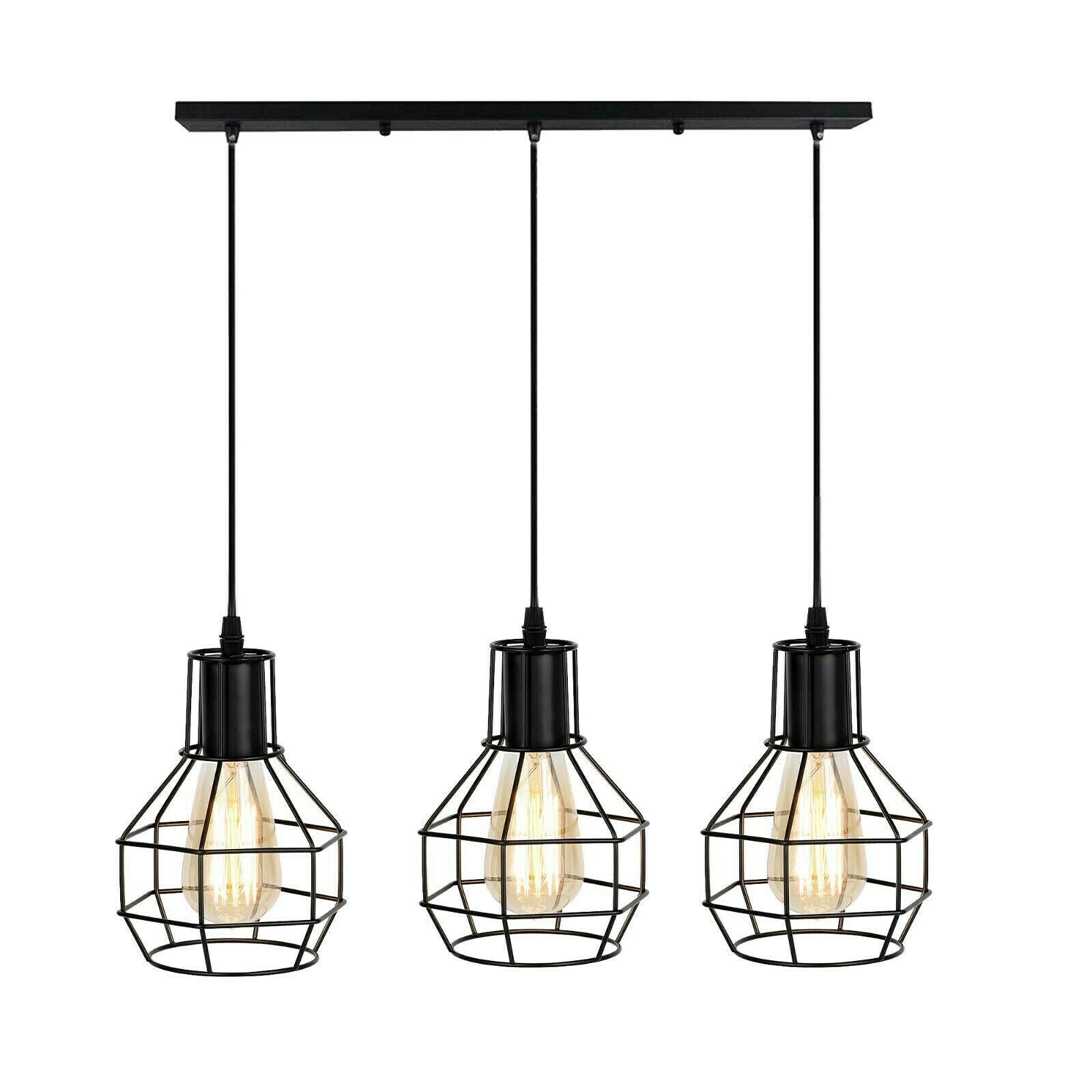 Retro Loft 3 Head Ceiling Light Shade Pendant Lamp With Bulbs~2563 - LEDSone UK Ltd