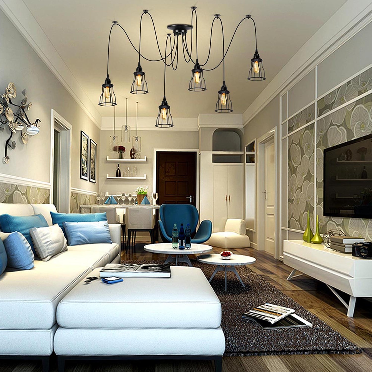 Retro Vintage Chandelier Ceiling Spider Light Industrial Pendant Lamp 