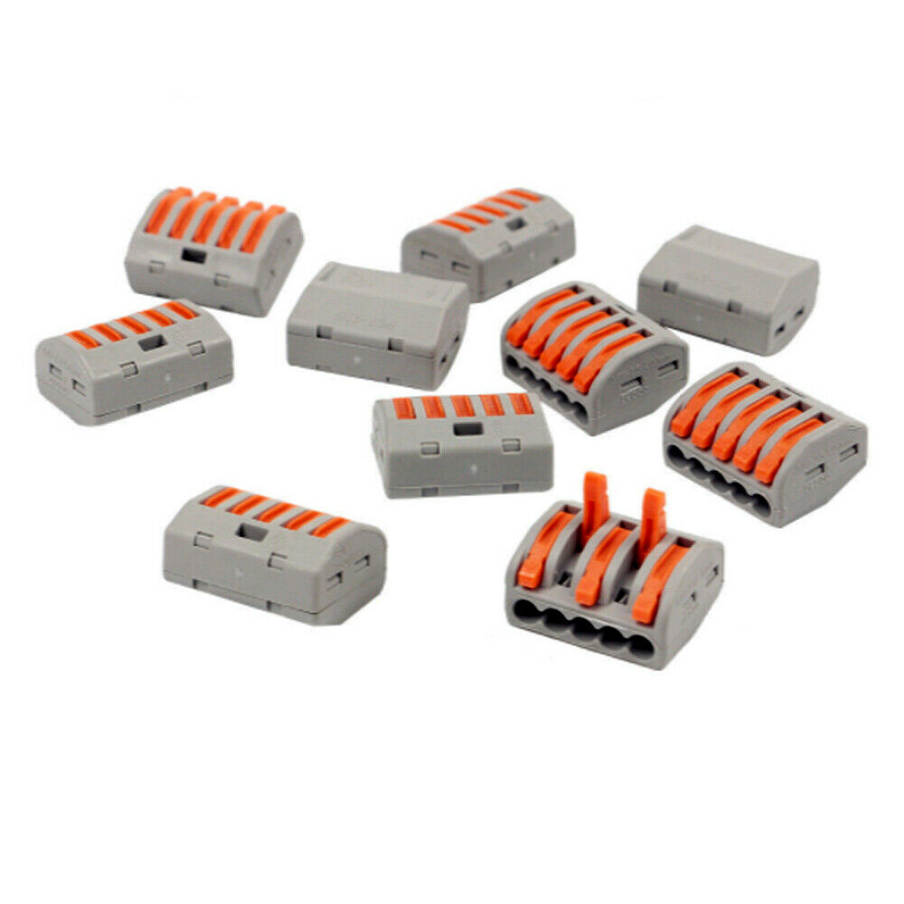 3 Way Reusable spring lever terminal block electrical cable clamp wire 3 connector~2036 - LEDSone UK Ltd