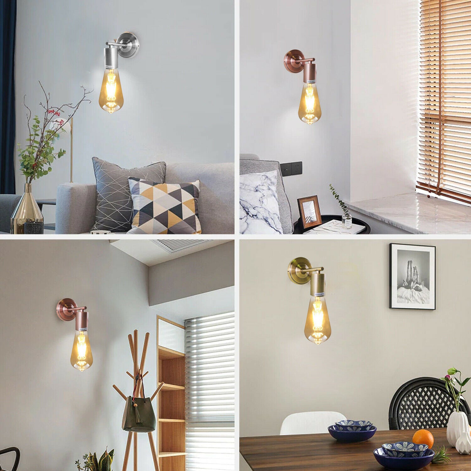 Rose Gold Industrial Vintage Retro Metallic Sconce Wall Light Lamp Fitting~1690 - LEDSone UK Ltd