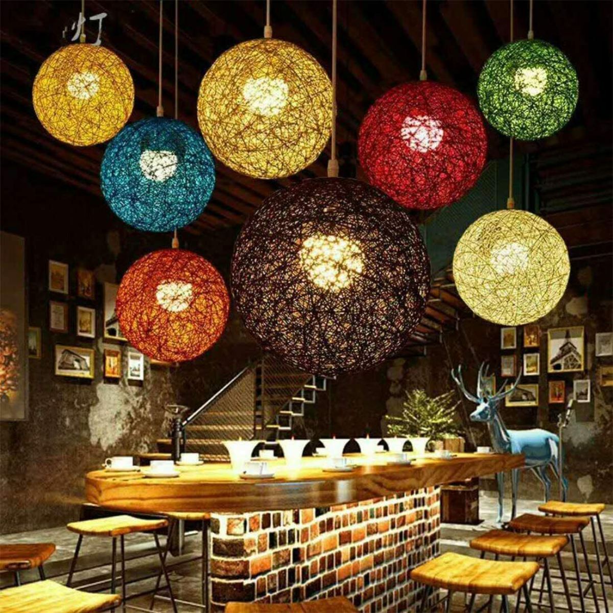 Modern Wicker Rattan Lampshade Ceiling Pendant Lamp Hanging Decoration Lamp~1882 - LEDSone UK Ltd