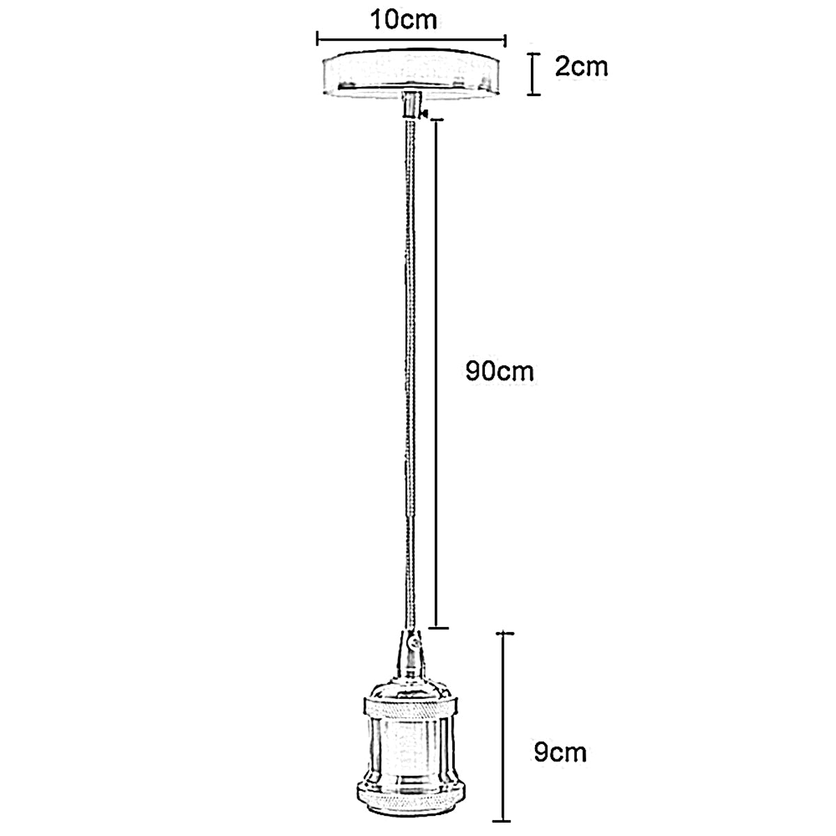 1m Black & White Round Cable With Satin Nickel Pendant Holder~1696 - LEDSone UK Ltd