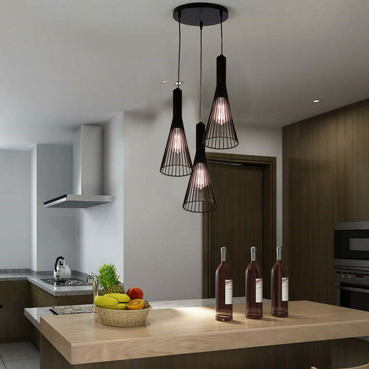 Rustic 3 Lights Industrial Pendant Light E27 Hanging Light Fixture~2693 - LEDSone UK Ltd