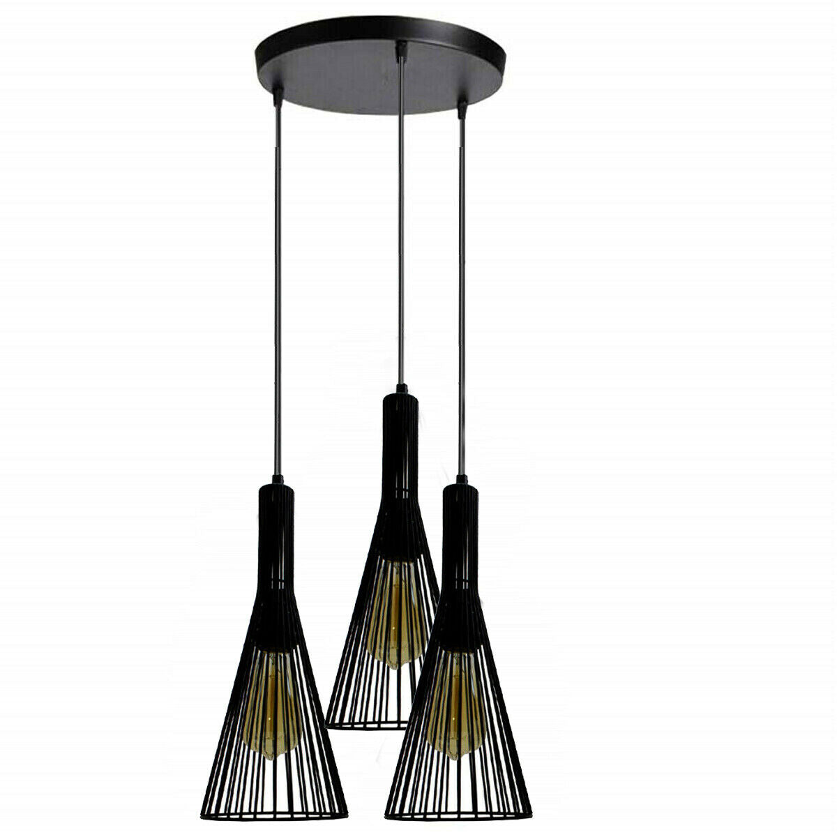 Rustic 3 Lights Industrial Pendant Light E27 Hanging Light Fixture~2693 - LEDSone UK Ltd