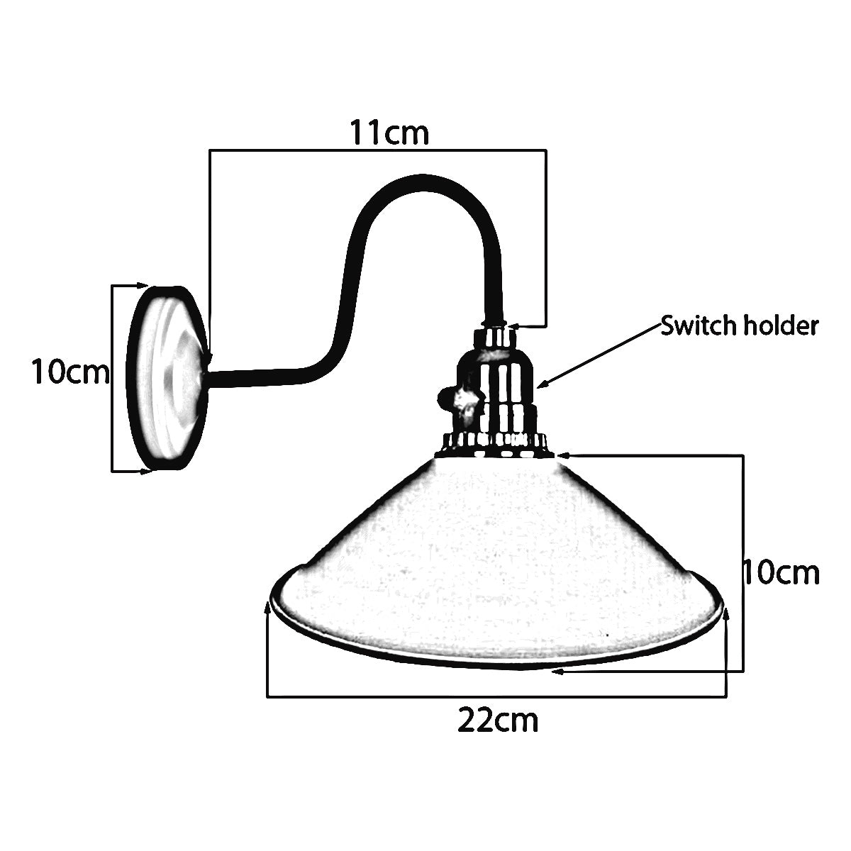 Rustic Red Colour Shade Metal Wall Light with switch Holder Brushed Effect~2523 - LEDSone UK Ltd