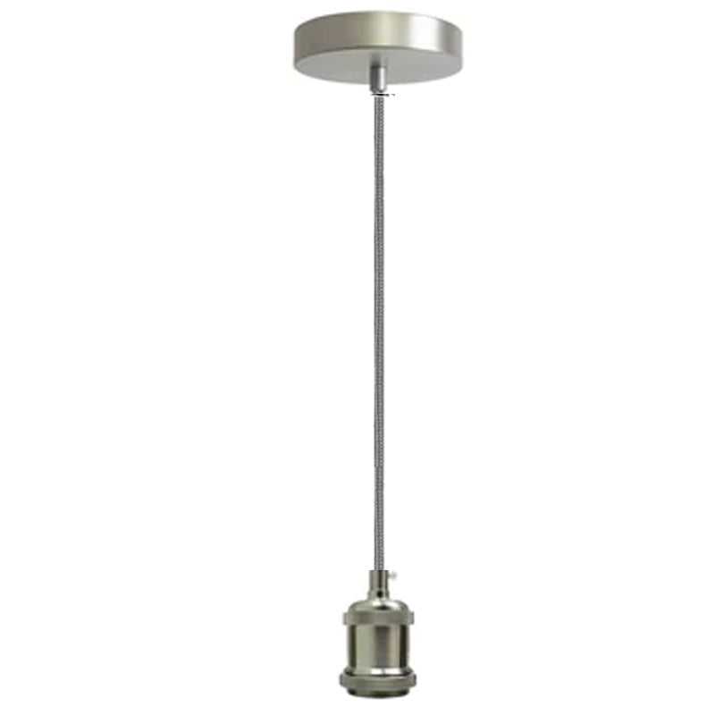 1m Black & white Round Cable With Satin Nickel Pendant Holder with assembling~3598 - LEDSone UK Ltd