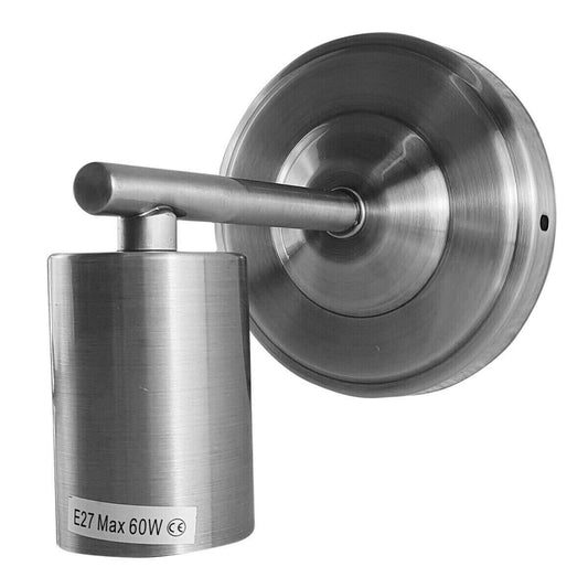Satin Nickel Industrial Vintage Retro Metallic Sconce Wall Light Lamp Fitting~1692 - LEDSone UK Ltd