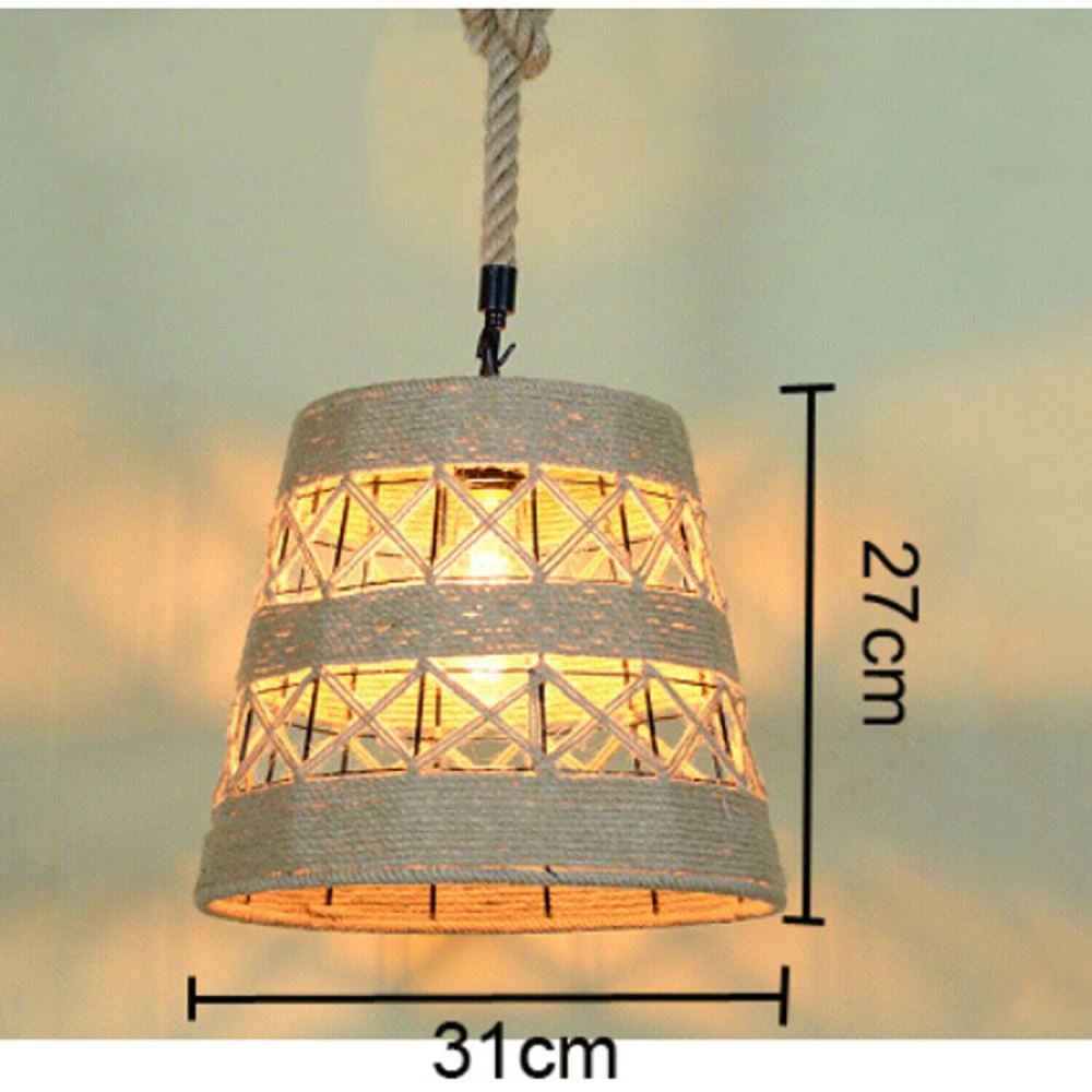 Vintage Industrial Loft Hemp Rope Iron Pendant Ceiling Light Retro Lamp~2712 - LEDSone UK Ltd