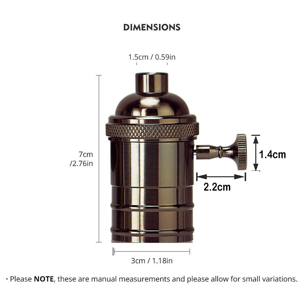 Black E27 Vintage Industrial Lamp Light Bulb Holder Antique Retro Edison Screw Fitting~3103 - LEDSone UK Ltd