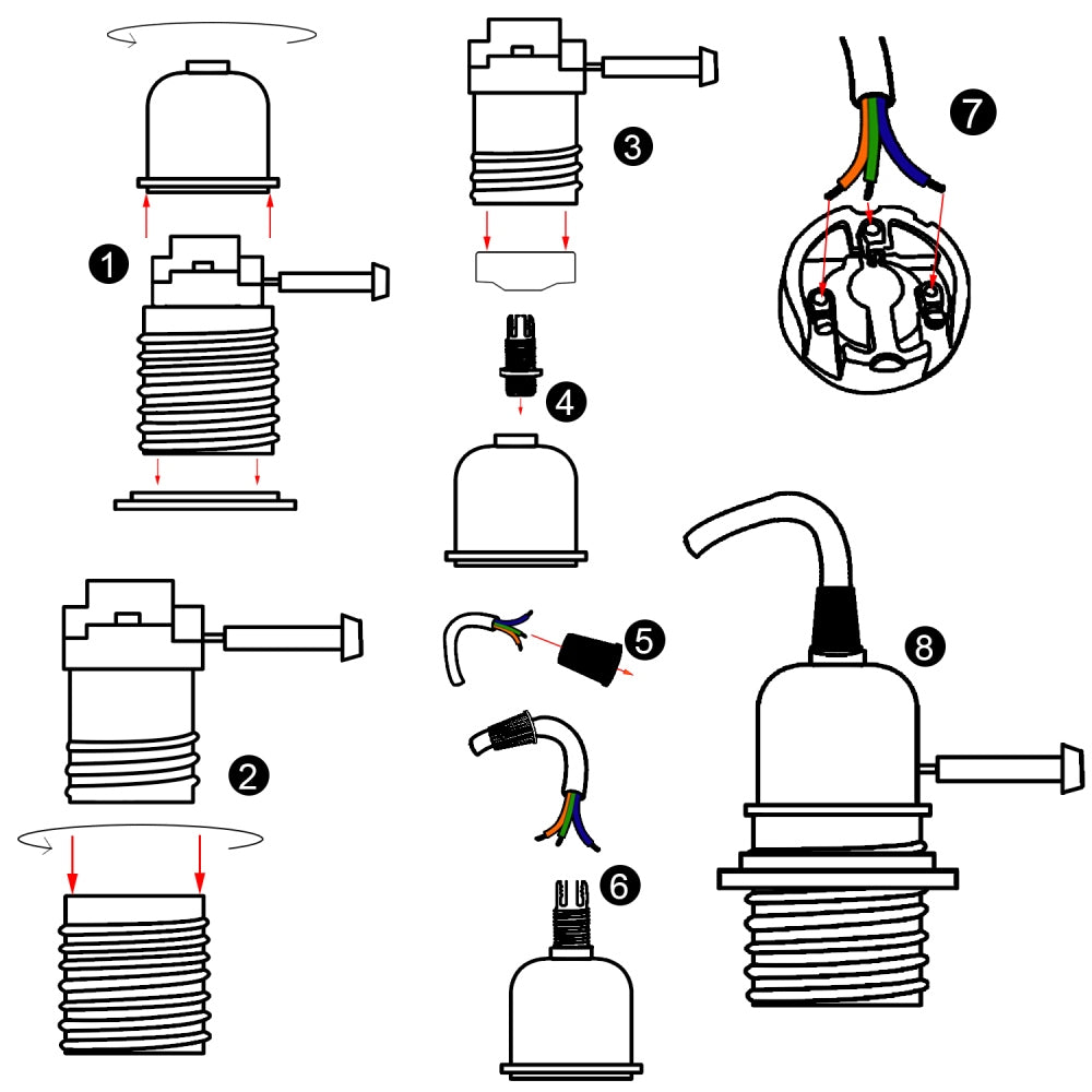 Switched Lamp Holder in Light Fittings Kit Set Form~1580 - LEDSone UK Ltd