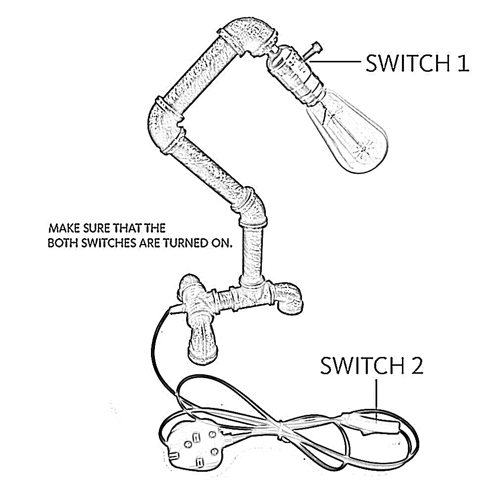 2 type of Switch Vailable this Steampunk Water Pipe table lamp