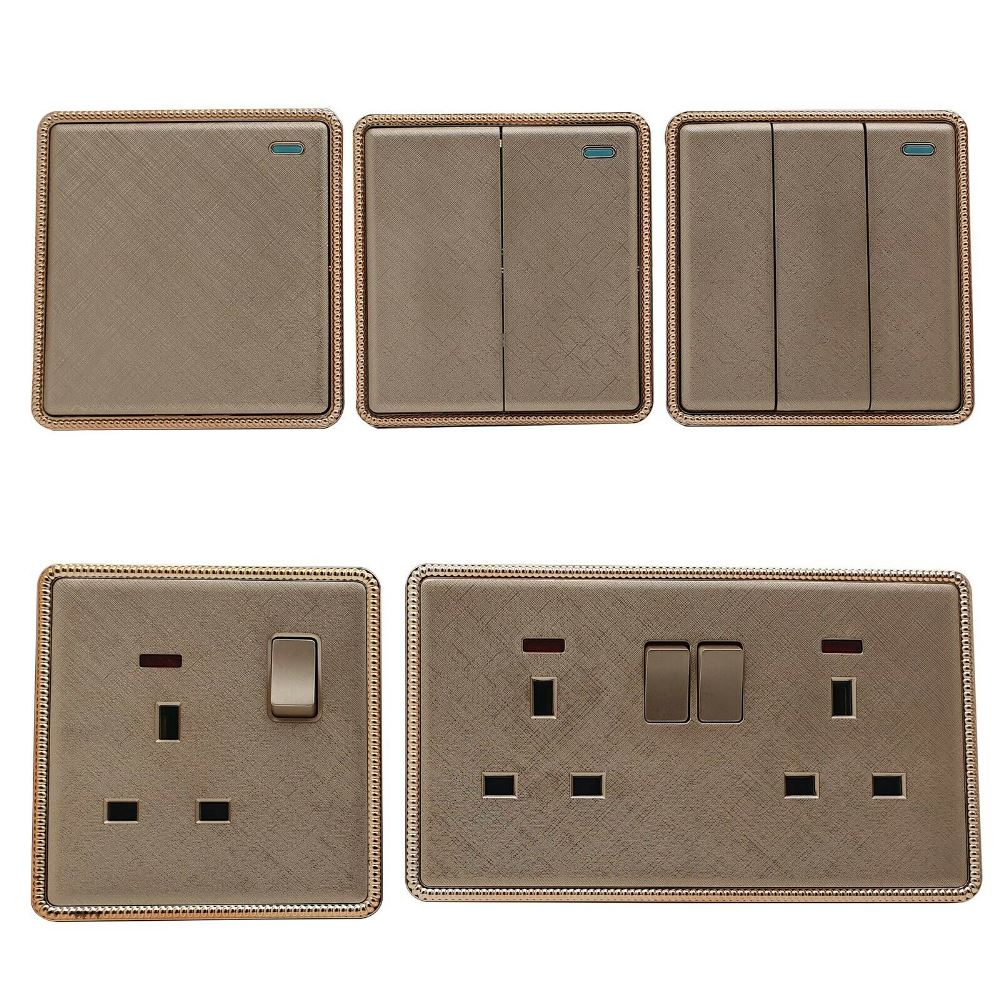 Screwless Textured Gold Light Switches & Socket~2455 - LEDSone UK Ltd