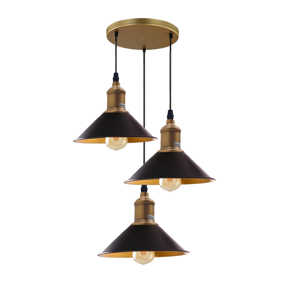Three Outlet Black Pendant Light 3 Lights Modern Drop Hanging Light~1508 - LEDSone UK Ltd