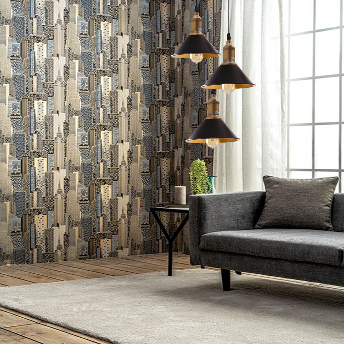 Three Outlet Black Pendant Light 3 Lights Modern Drop Hanging Light~1508 - LEDSone UK Ltd