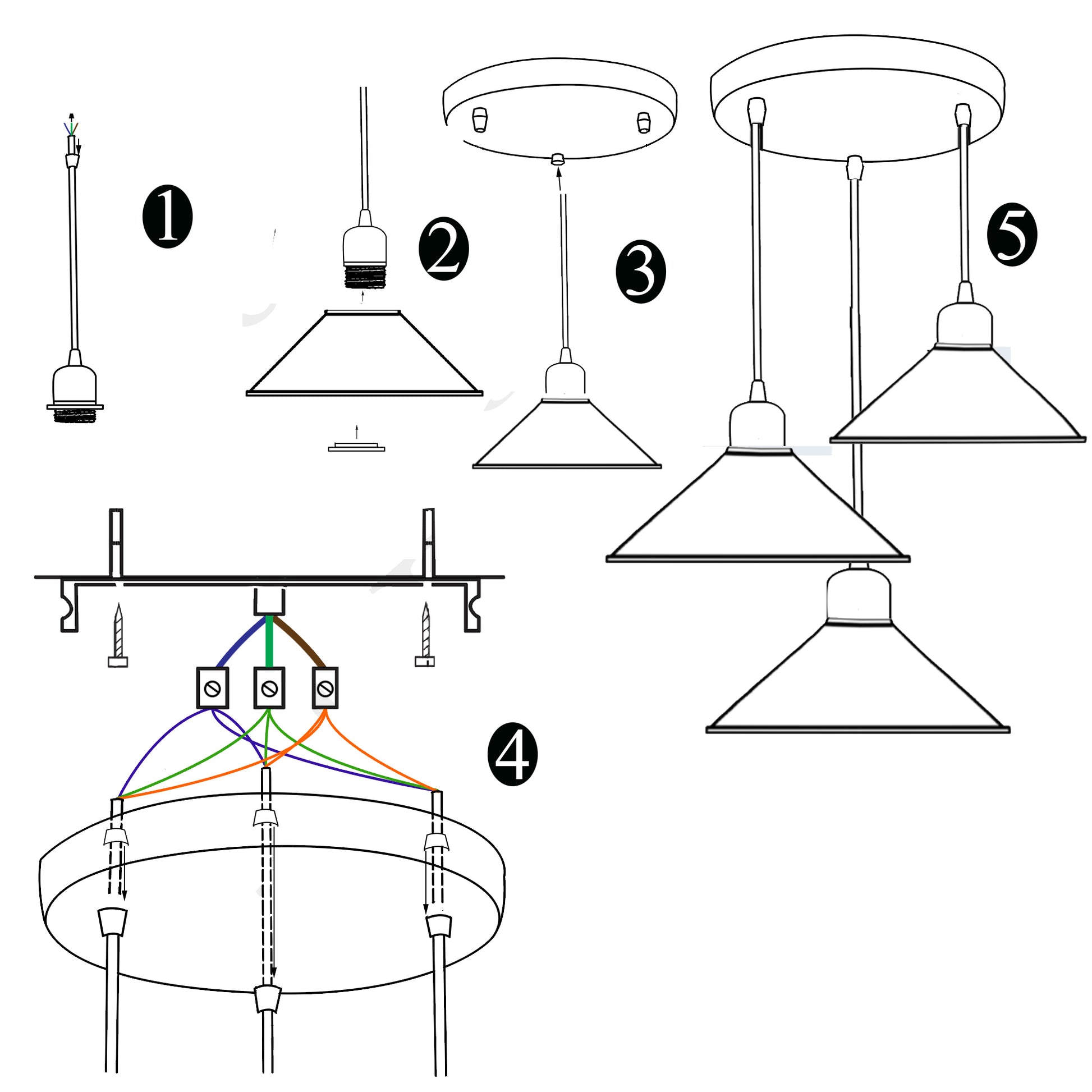 Three Outlet Black Pendant Light 3 Lights Modern Drop Hanging Light~1508 - LEDSone UK Ltd