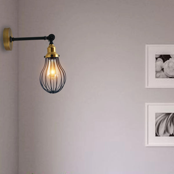 Wandlampfitting van metaal met grote vaasvorm, wandlamp voor binnenverlichting~3479 – Zwart