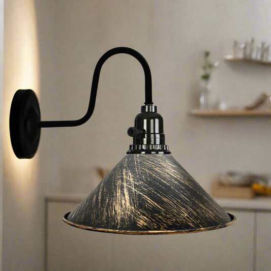 Vintage metalen retro koperkleurige wandlamp met schakelaarhouder~2520