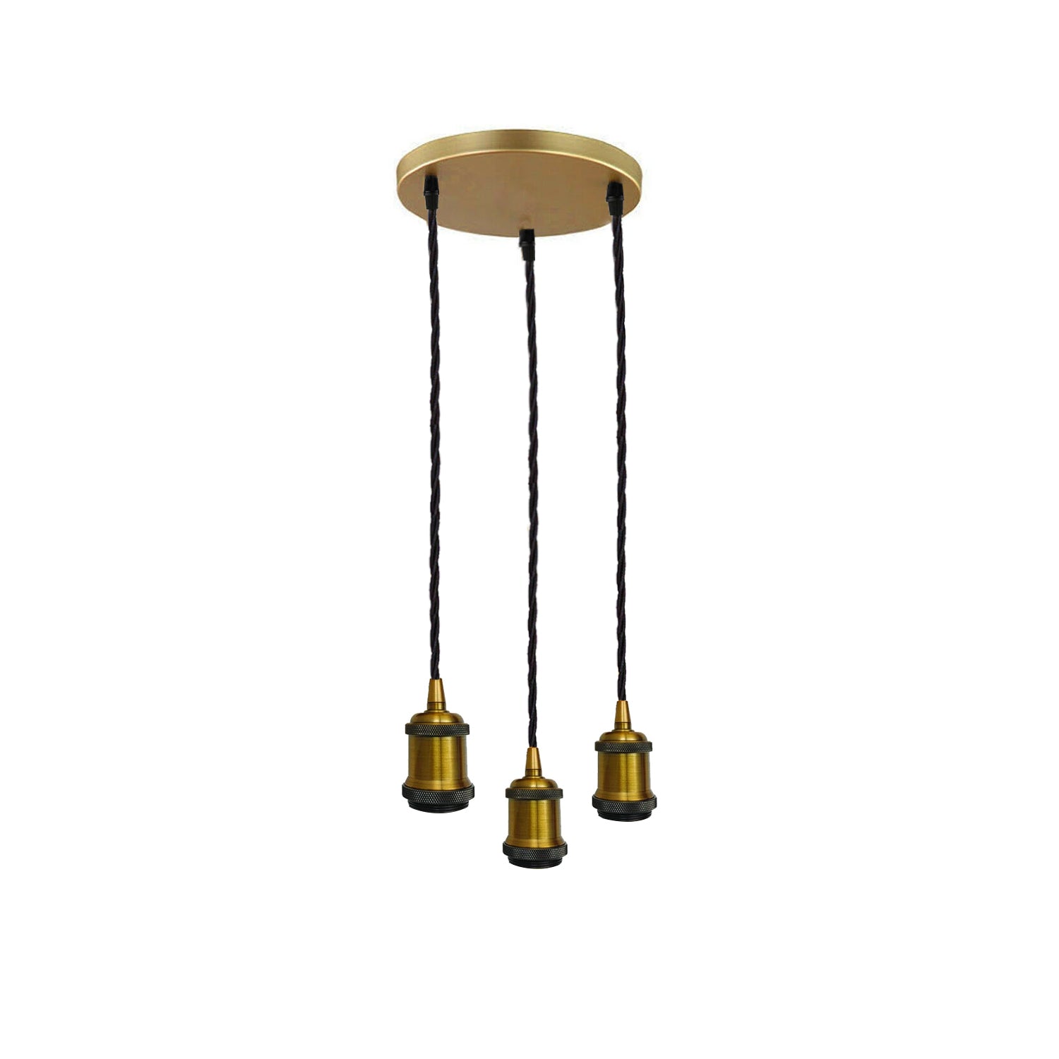 3 Head Pendant Braided Fabric Flex Lamp Holder Fitting Black finish~1283 - LEDSone UK Ltd