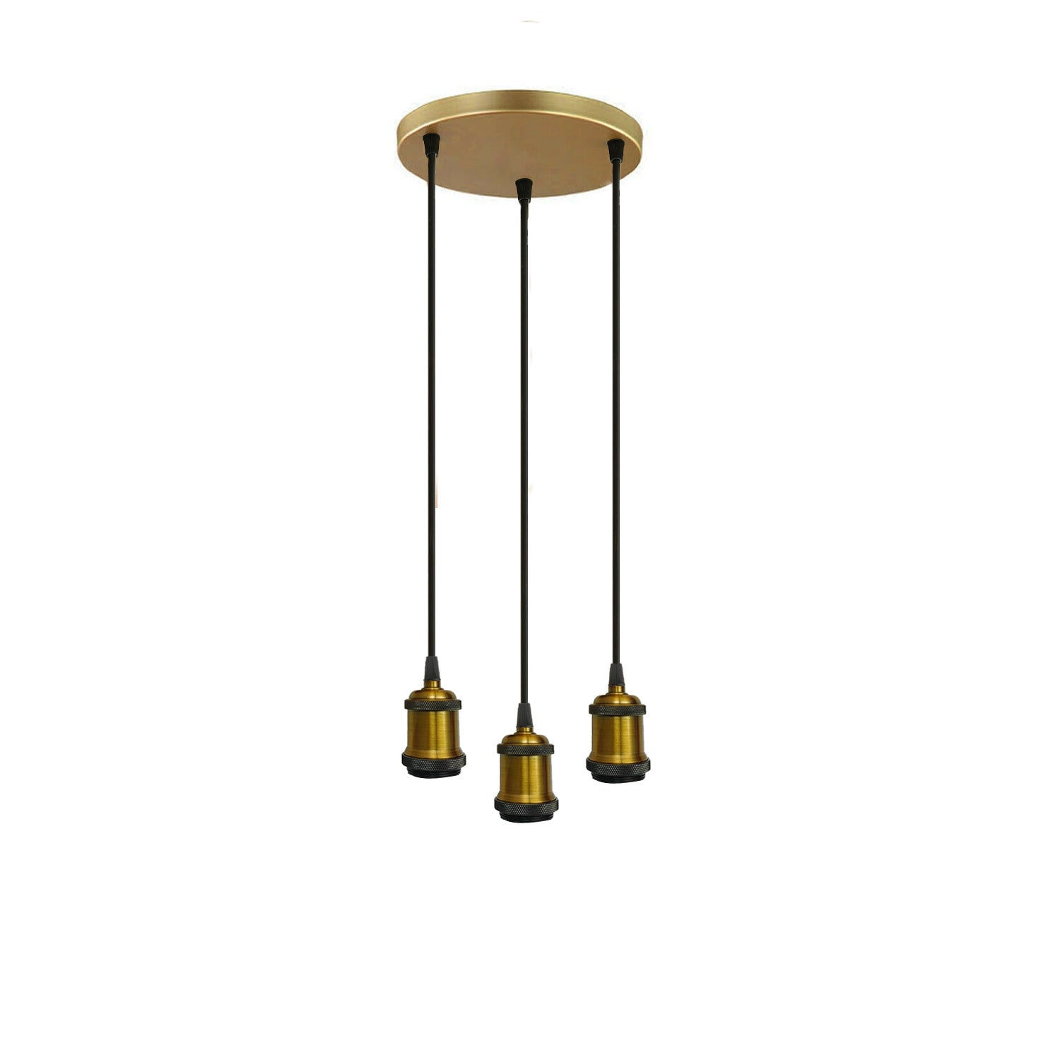 3 Head Pendant Braided Fabric Flex Lamp Holder Fitting Black finish~1283 - LEDSone UK Ltd