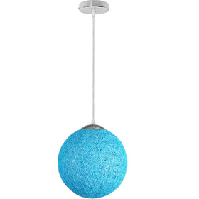 Blauwe rotan plafondlamp kap ~1807