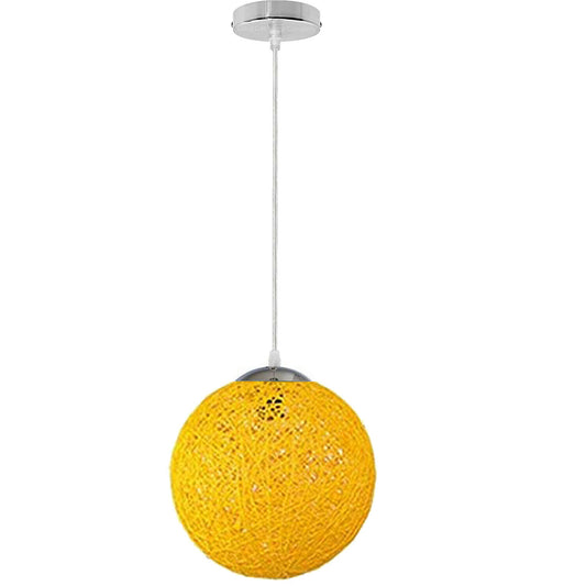 Yellow Modern Lattice Wicker Rattan Globe Ball Style Ceiling Pendant Light Lampshade~1813 - LEDSone UK Ltd