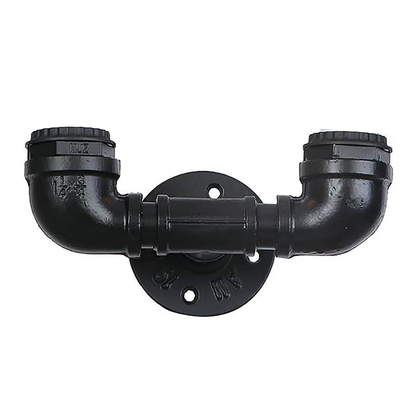 Vintage Black Metal Water Pipe Double Head Wall Light~2065 - LEDSone UK Ltd