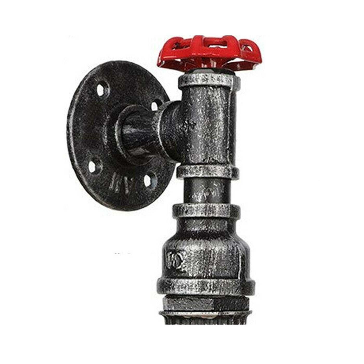 Vintage Brushed Silver Water Pipe Wall Sconce Light Holder with Wheel~2071 - LEDSone UK Ltd