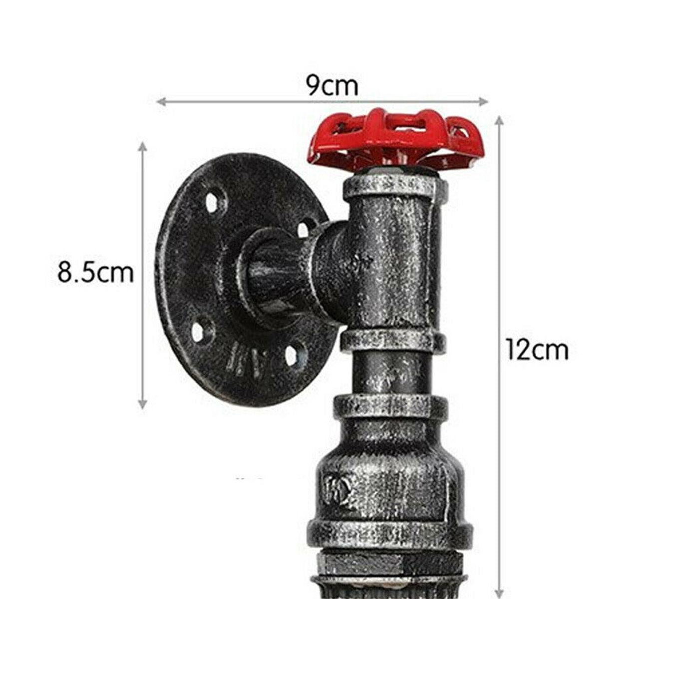 Vintage Brushed Silver Water Pipe Wall Sconce Light Holder with Wheel~2071 - LEDSone UK Ltd