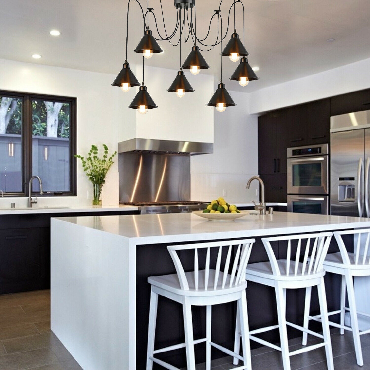 Multi Outlet 8 Way Ceiling Pendant Light For 2m PVC Cable~1571 - LEDSone UK Ltd