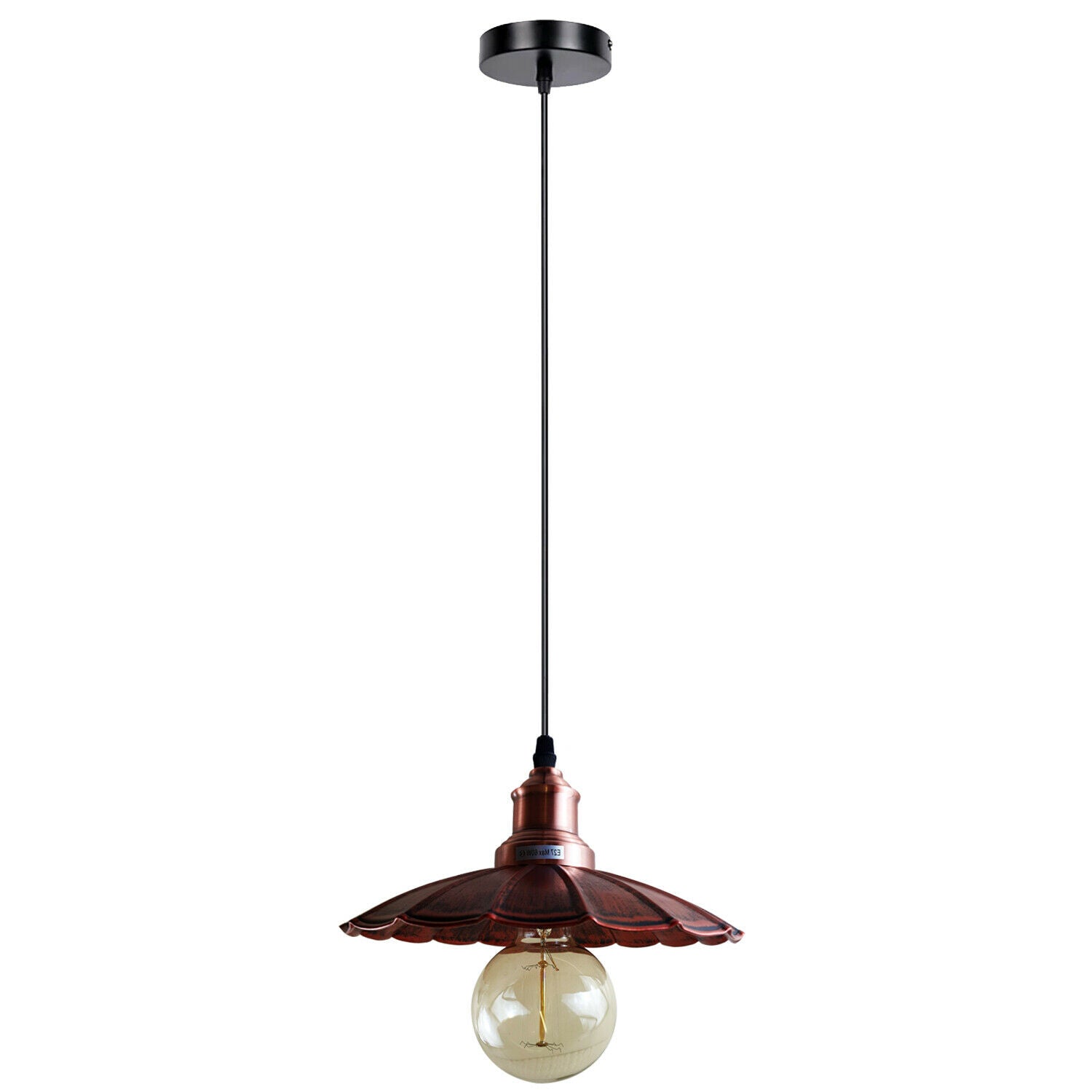 Rustic Red Wavy Metal Ceiling Pendant Light~1486 - LEDSone UK Ltd